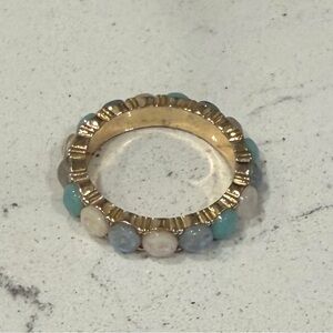 Park Lane "Fawn" Gold and Blue Beaded Ring.